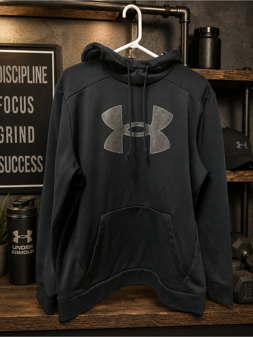Under Armour Men's Black Hooded Pullover Sweatshirt